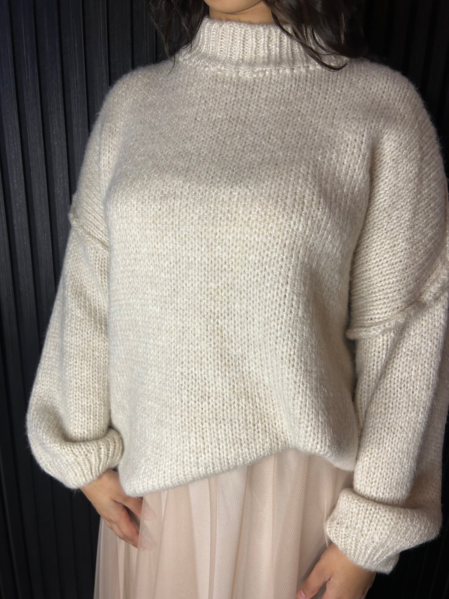 Oversized Knit Sweater Beige