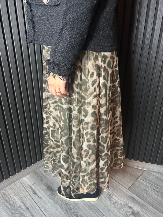 Leopard Skirt Green