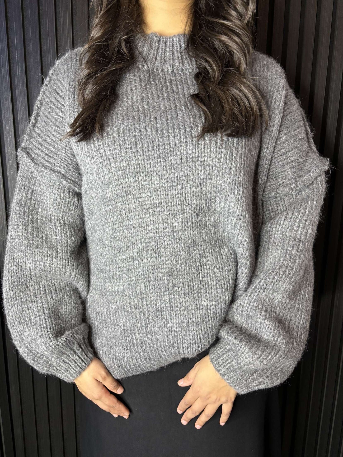 Oversized Knit Sweater Grey