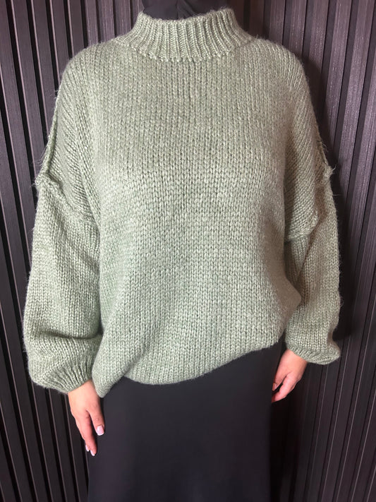 Oversized Knit Sweater Green