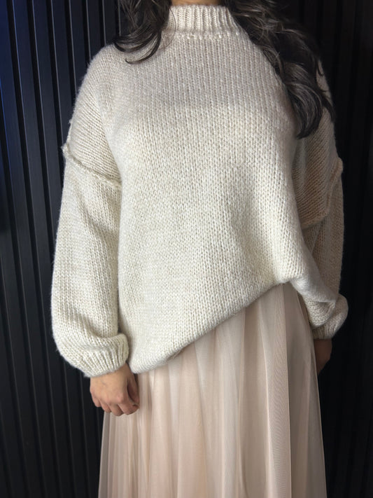 Oversized Knit Sweater Beige